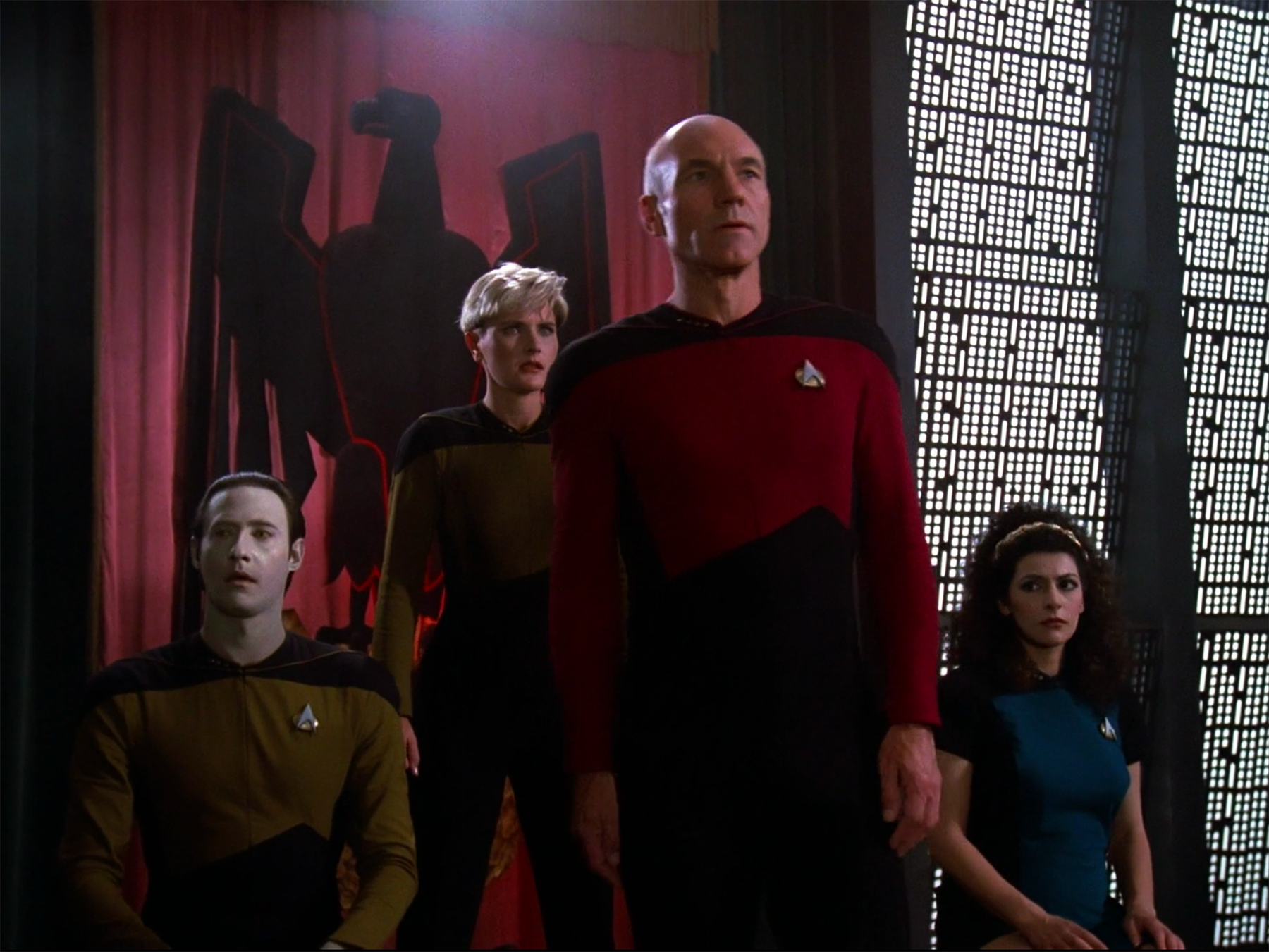 The Enterprise crew in Q's court