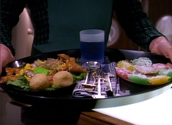 a plate of food being served aboard the Enterprise