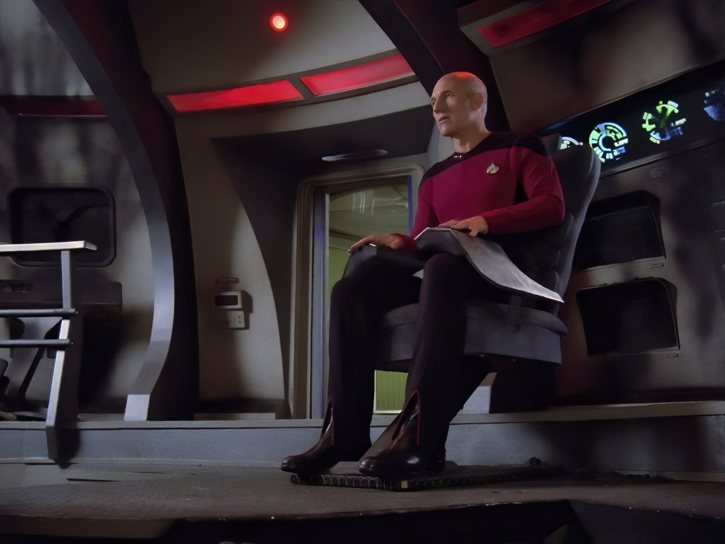 Picard at the helm of his first ship